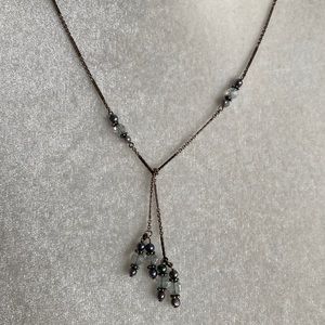 Blue topaz pearl sterling silver necklace
